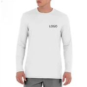 Mens Solid manch long pwoteksyon solèy blan tèt